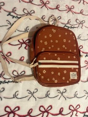 Typo Nano Rust Floral Mini Backpack ⋆˚꩜。